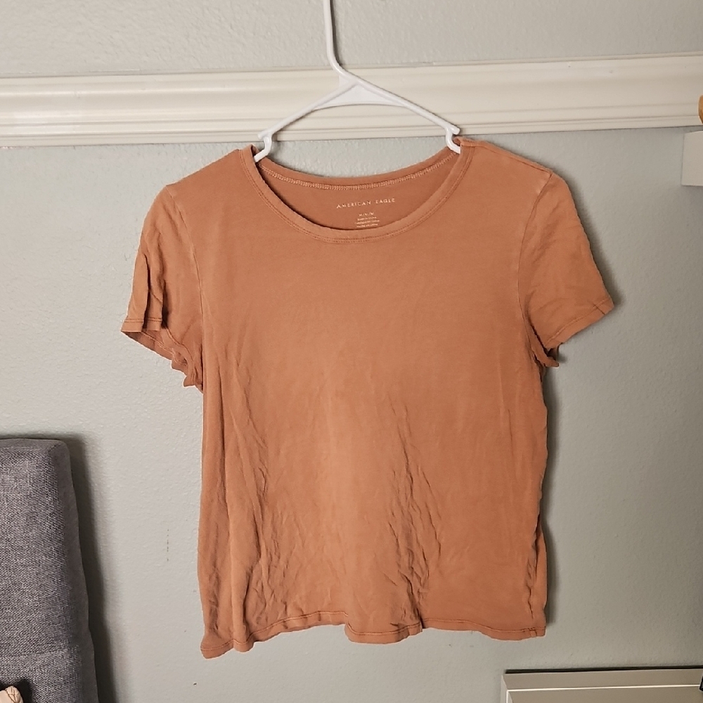 American Eagle Outfitters Women's Brown Short Sleeve Tee
